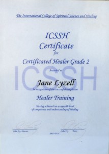 Healer Certifikat Jane Lyzell